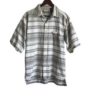 Marquis Mens Shirt M Printed Stripes Southwest Cotton Button Up Casual Western